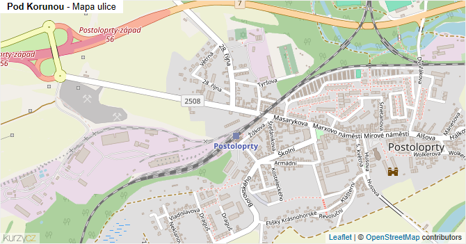 Pod Korunou - mapa ulice