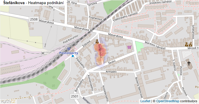 Štefánikova - mapa podnikání