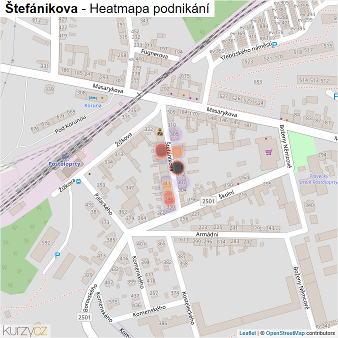 Mapa Štefánikova - Firmy v ulici.