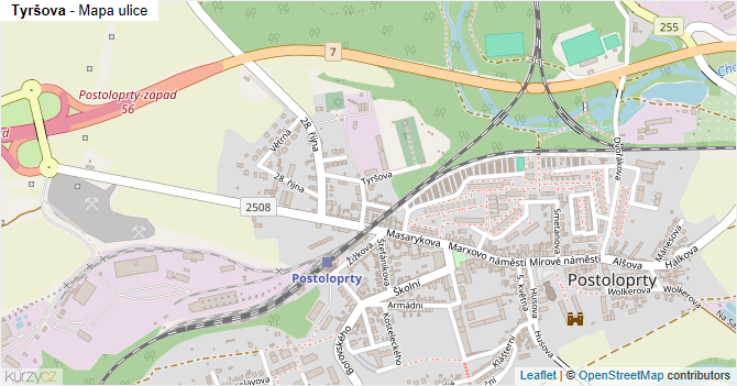 Tyršova - mapa ulice