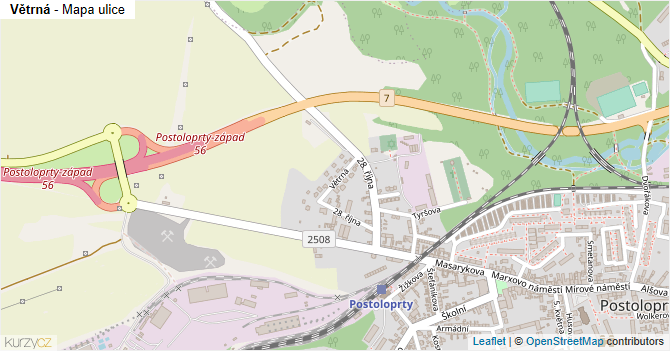 Větrná - mapa ulice