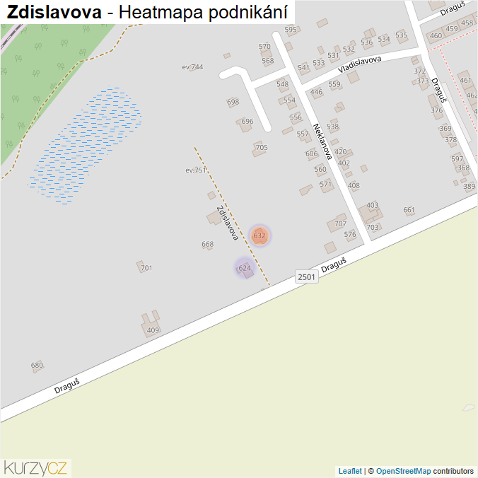 Mapa Zdislavova - Firmy v ulici.