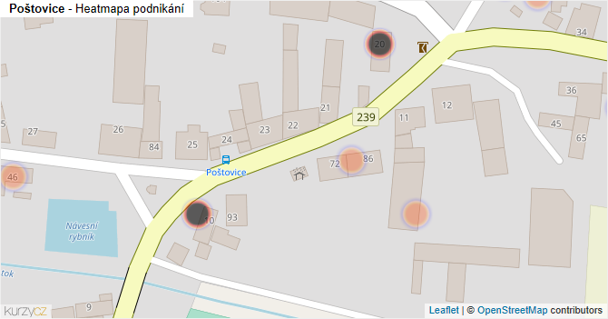 Poštovice - mapa podnikání