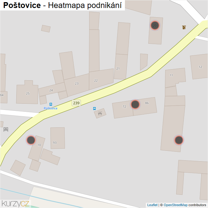 Mapa Poštovice - Firmy v obci.