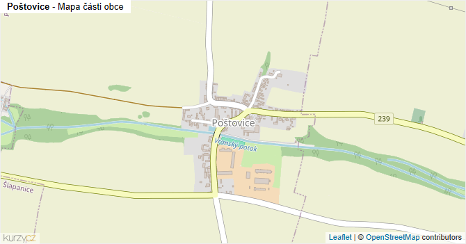 Poštovice - mapa části obce