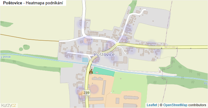 Poštovice - mapa podnikání