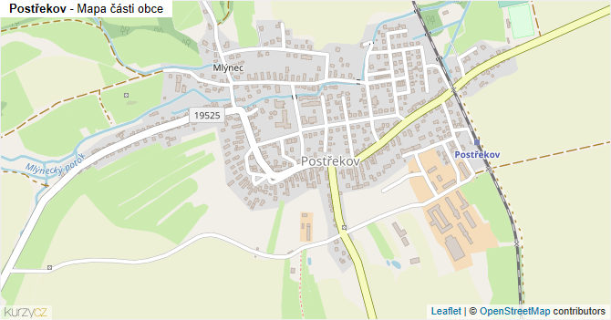 Postřekov - mapa části obce