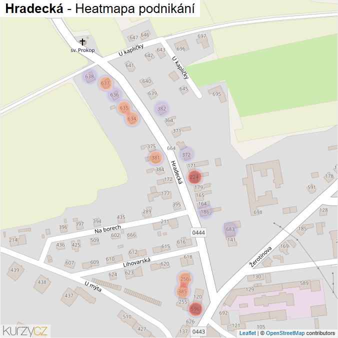 Mapa Hradecká - Firmy v ulici.