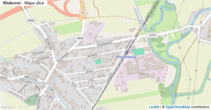 Klubovní - mapa ulice