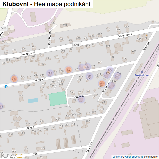 Mapa Klubovní - Firmy v ulici.