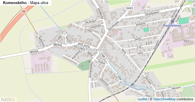 Komenského - mapa ulice