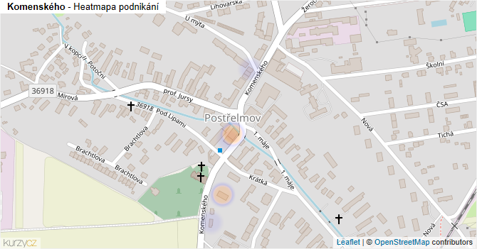 Komenského - mapa podnikání