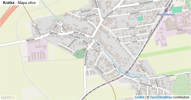 Krátká - mapa ulice