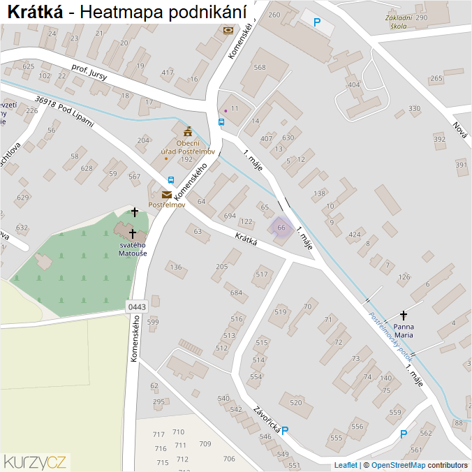 Mapa Krátká - Firmy v ulici.