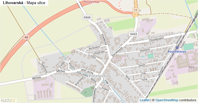 Lihovarská - mapa ulice