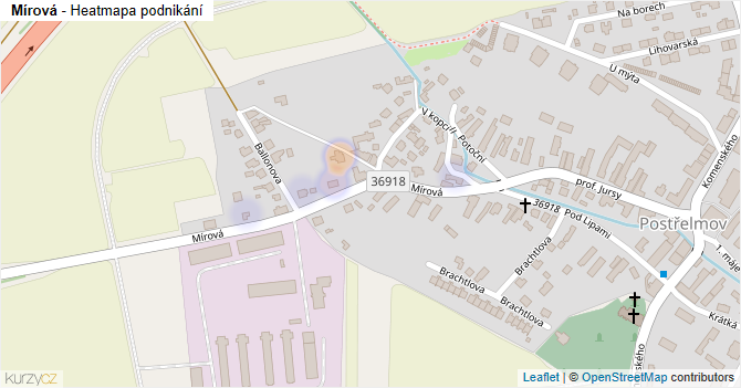 Mírová - mapa podnikání