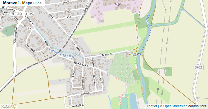Moravní - mapa ulice