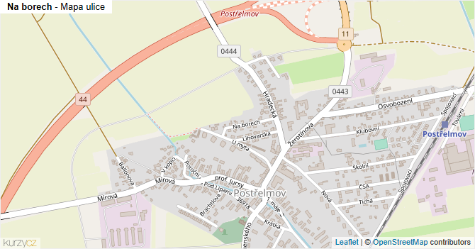 Na borech - mapa ulice