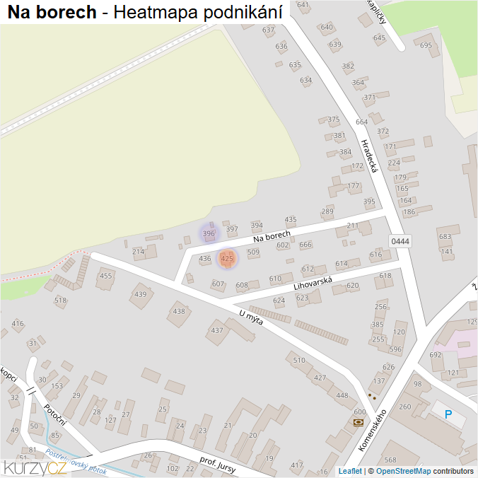 Mapa Na borech - Firmy v ulici.