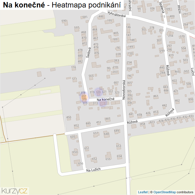 Mapa Na konečné - Firmy v ulici.