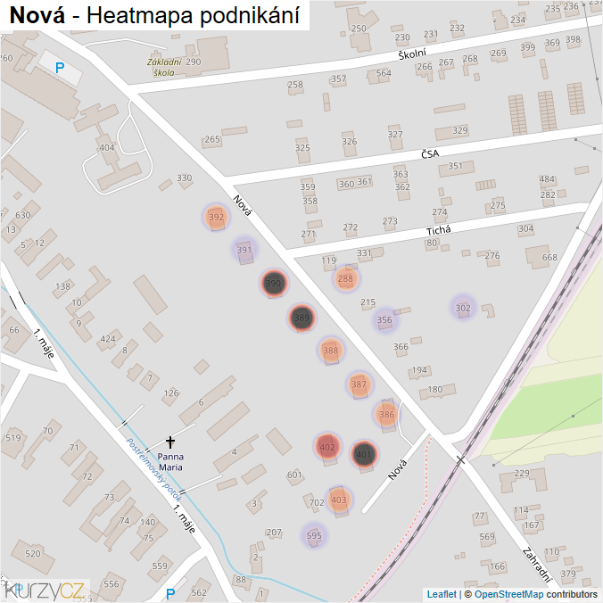 Mapa Nová - Firmy v ulici.