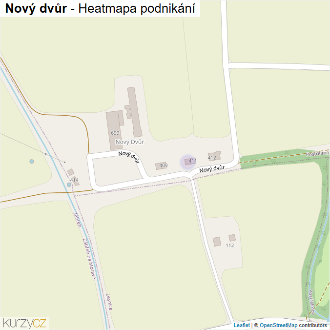 Mapa Nový dvůr - Firmy v ulici.