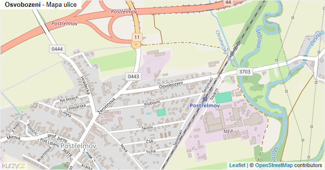 Osvobození - mapa ulice
