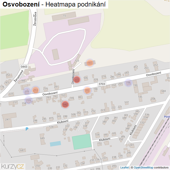 Mapa Osvobození - Firmy v ulici.