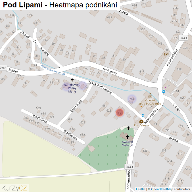 Mapa Pod Lipami - Firmy v ulici.