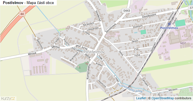 Postřelmov - mapa části obce