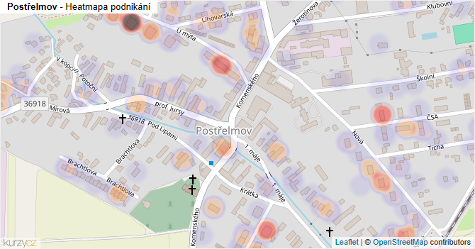 Postřelmov - mapa podnikání