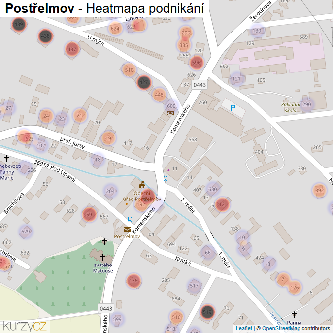 Mapa Postřelmov - Firmy v části obce.