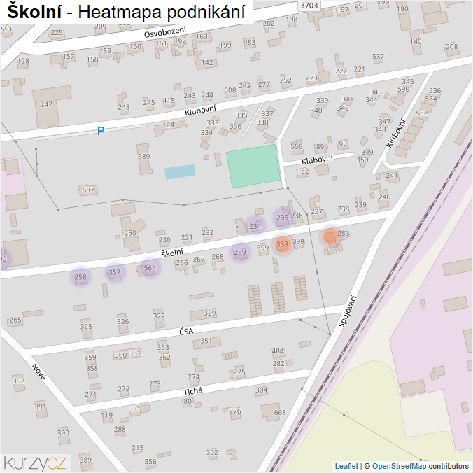 Mapa Školní - Firmy v ulici.