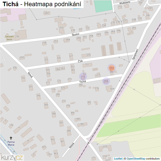Mapa Tichá - Firmy v ulici.