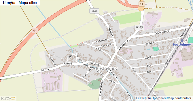 U mýta - mapa ulice