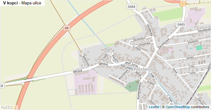 V kopci - mapa ulice
