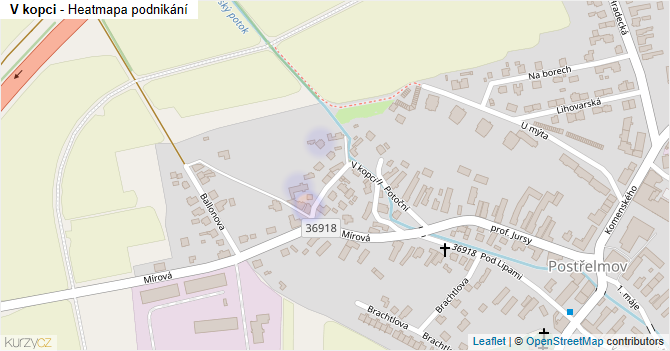 V kopci - mapa podnikání