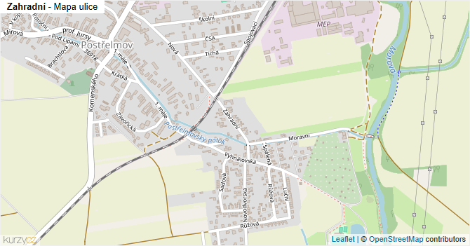 Zahradní - mapa ulice