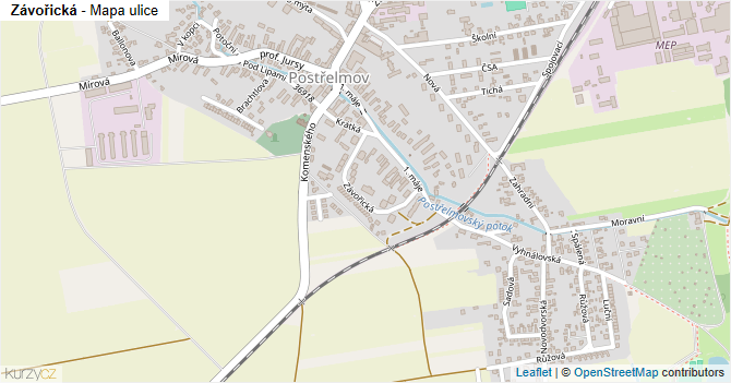 Závořická - mapa ulice