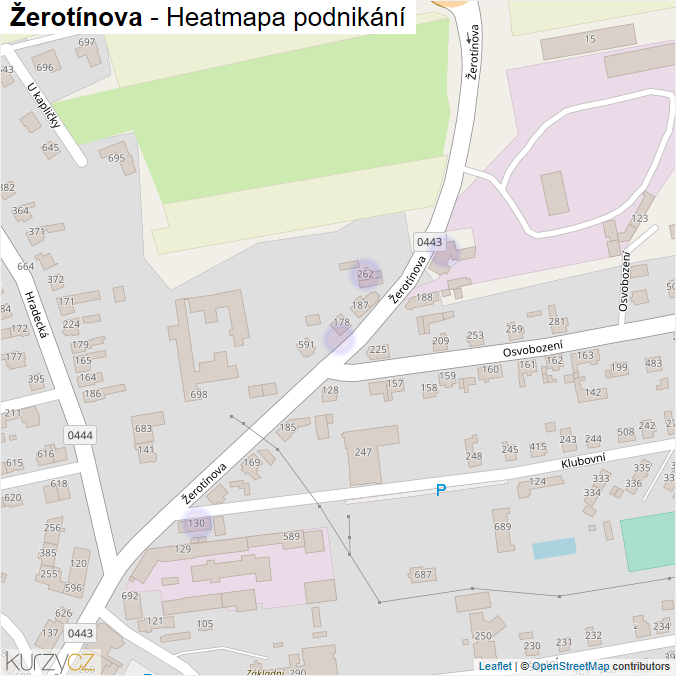 Mapa Žerotínova - Firmy v ulici.