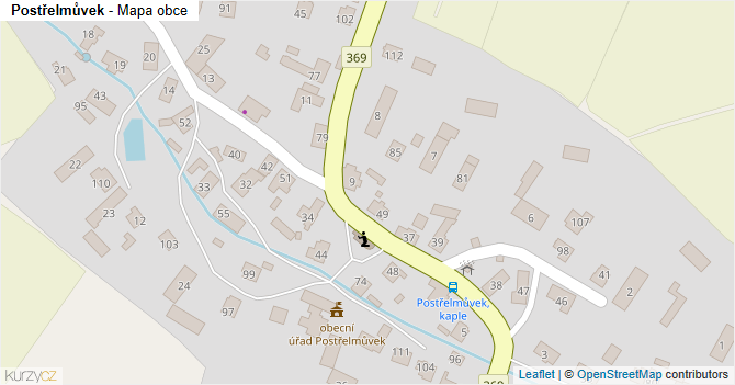 Postřelmůvek - mapa obce
