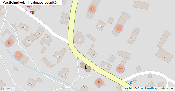 Postřelmůvek - mapa podnikání