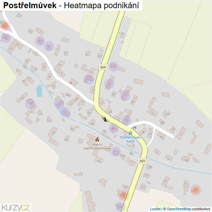 Mapa Postřelmůvek - Firmy v části obce.