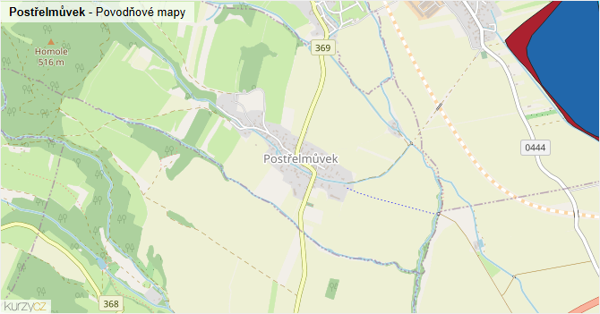 Postřelmůvek - záplavové mapy stoleté vody