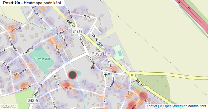 Postřižín - mapa podnikání