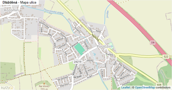 Dlážděná - mapa ulice