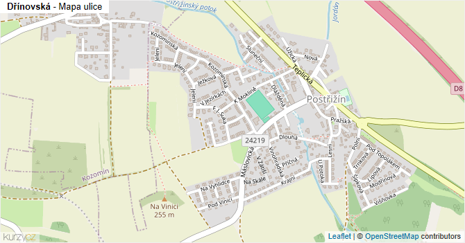 Dřínovská - mapa ulice