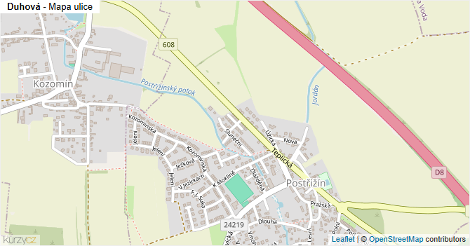 Duhová - mapa ulice