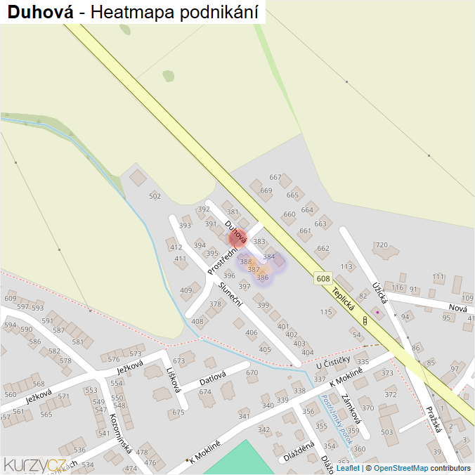Mapa Duhová - Firmy v ulici.