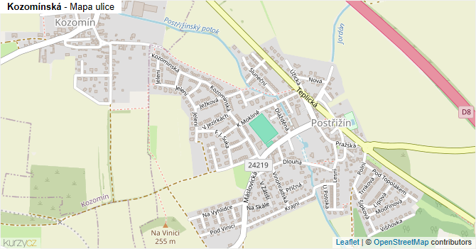 Kozomínská - mapa ulice
